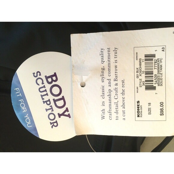 CROFT & BARROW  18 XL Body Sculptor Classic Black One-Piece Ruched Swimsuit 1 - Picture 6 of 7